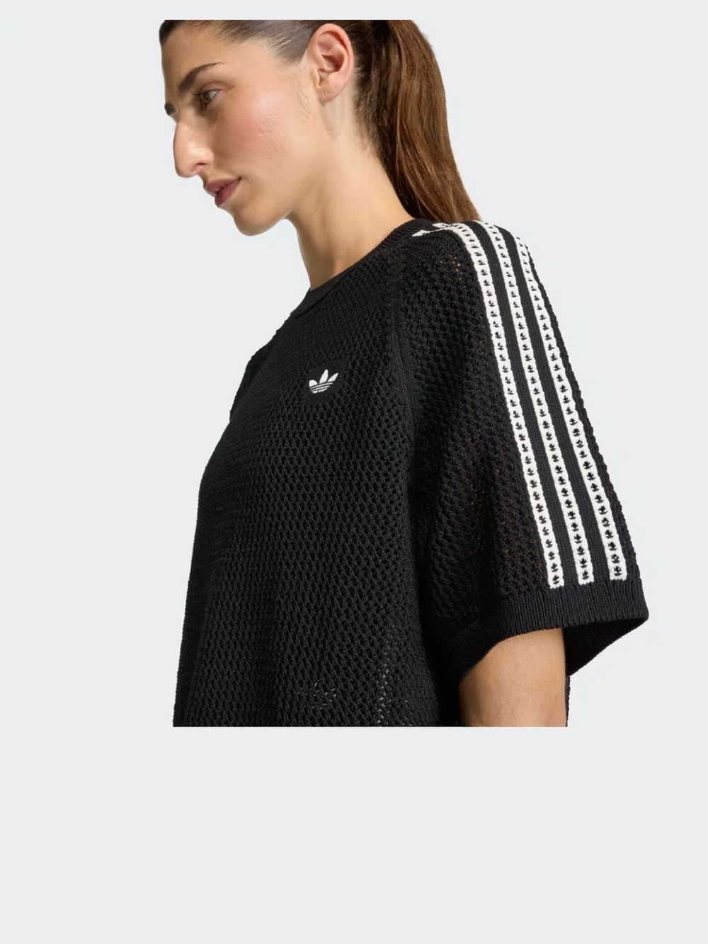 adidas Black Crochet Dress with Signature 3-Stripes - Picture 3 of 5